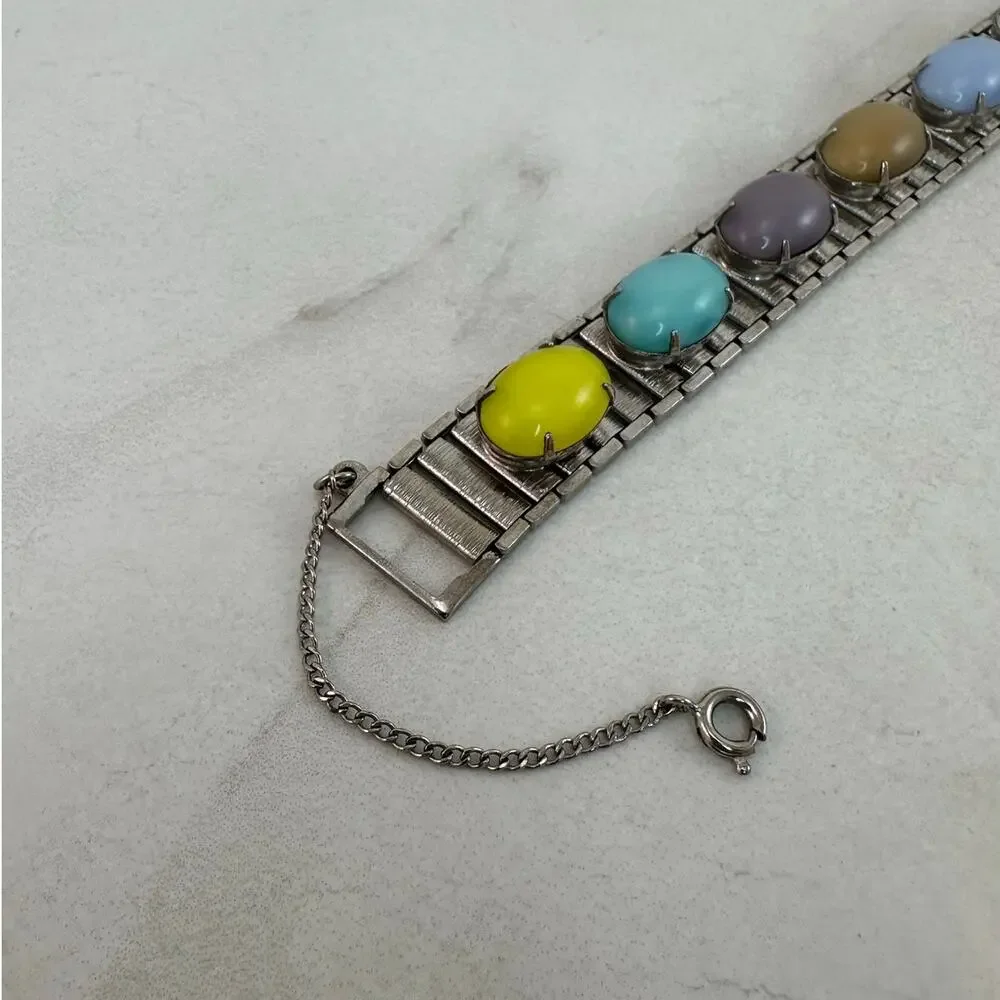 Vintage Sarah Coventry Bracelet with Multi Color Cabochons Preowned